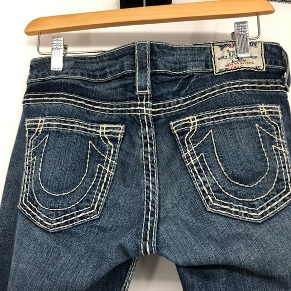 True Religion Vintage Wash Y2K low rise boot cut blue jeans 27 - Picture 13 of 16